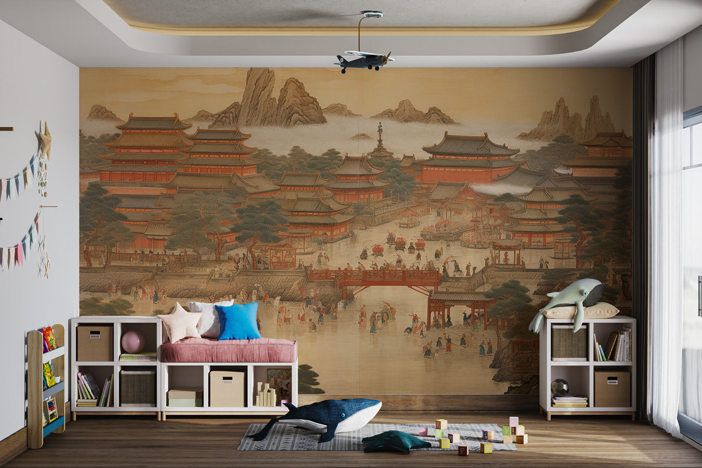 Elegant Chinese palace with golden roofs
