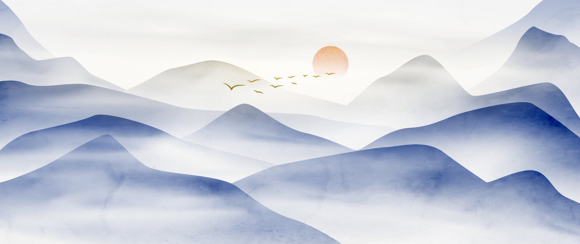 Misty Blue Mountain Landscape Wallpaper