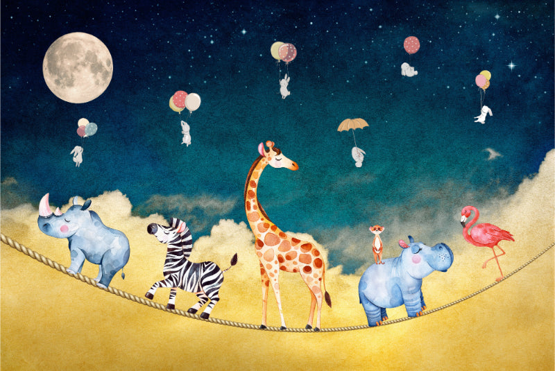Night Sky Safari Wall Mural