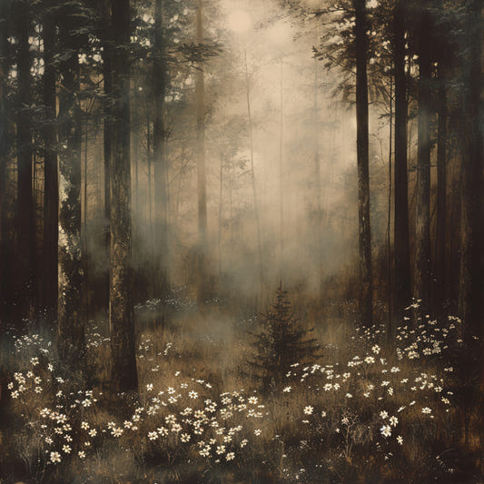 Mystical Foggy Forest Wallpaper