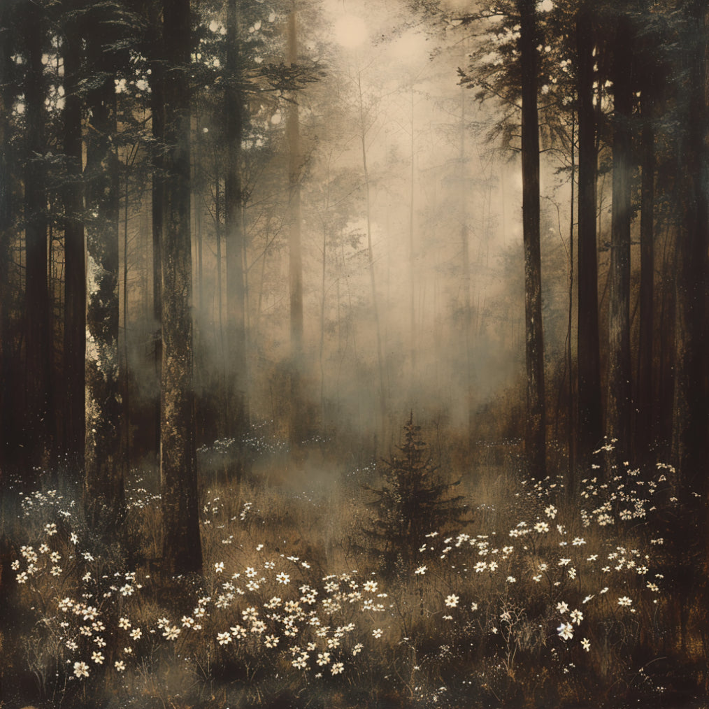 Mystical Foggy Forest Wallpaper