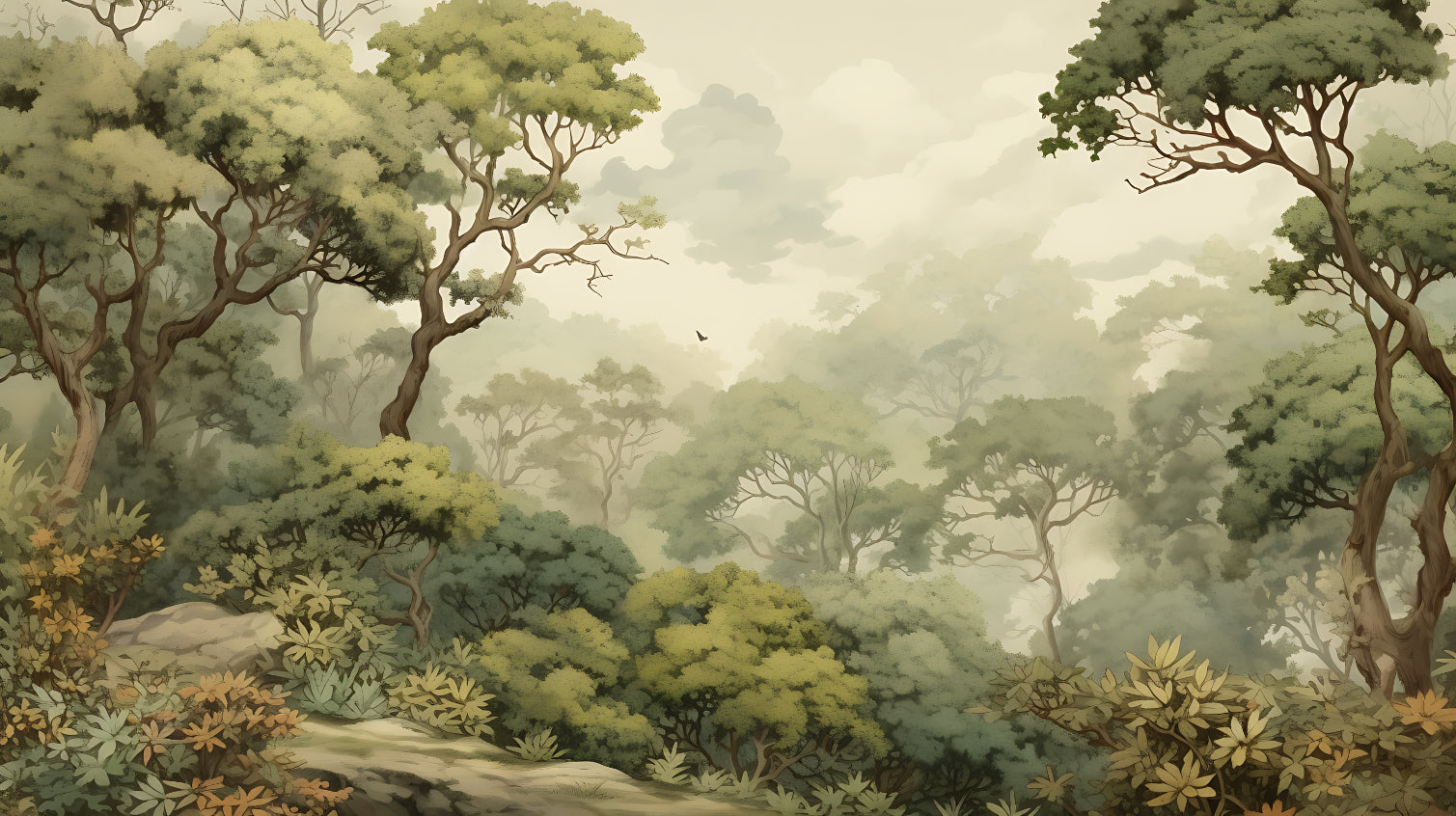 Serene Japanese Forest Wallpaper