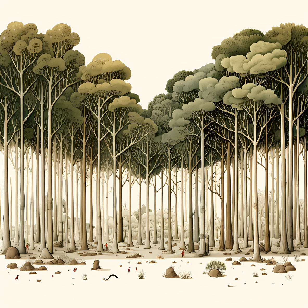 Whimsical Fantasy Forest Wallpaper in your room — zoomed