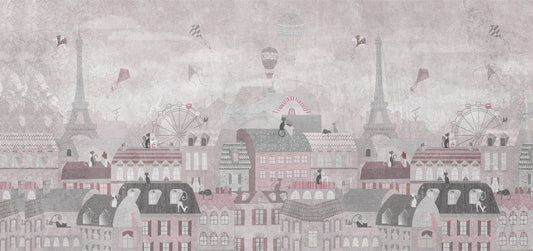 Eiffel Tower and  Cats Wall Mural