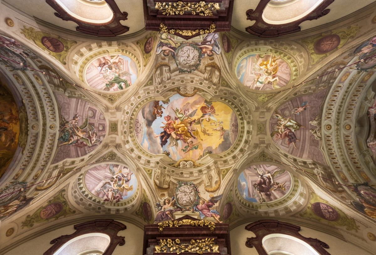 Classic Fresco Ceiling Wallpaper in your room — zoomed