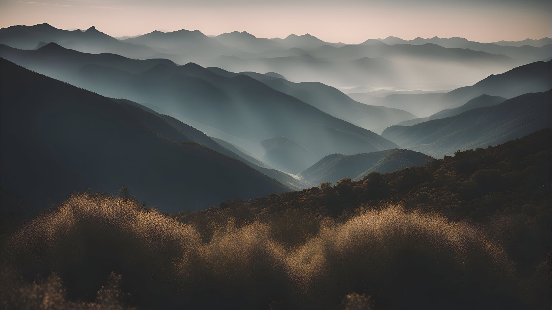 Sunrise Misty Mountain Wallpaper