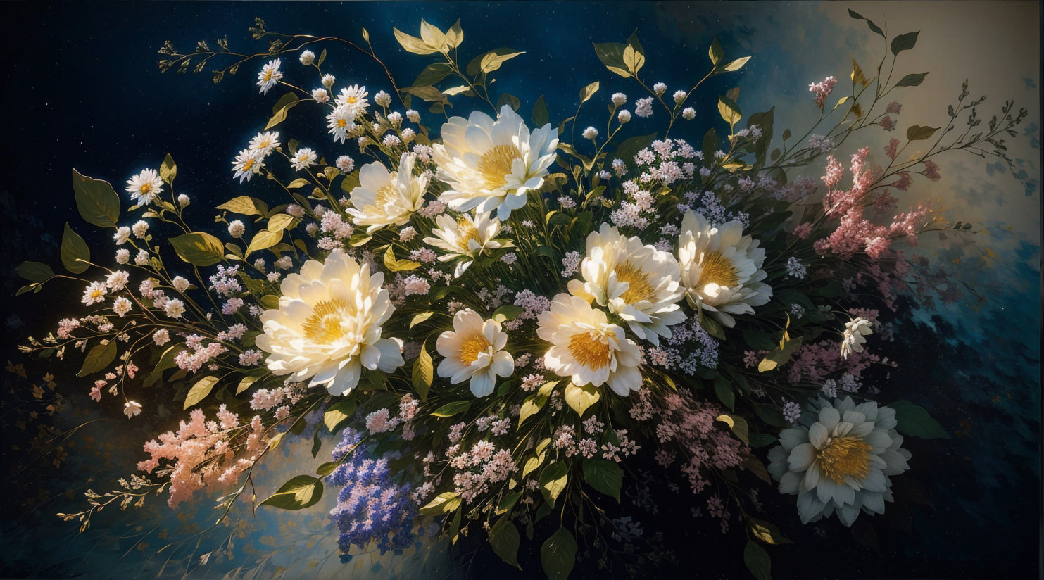 Elegant Floral Oil Painting Wallpaper