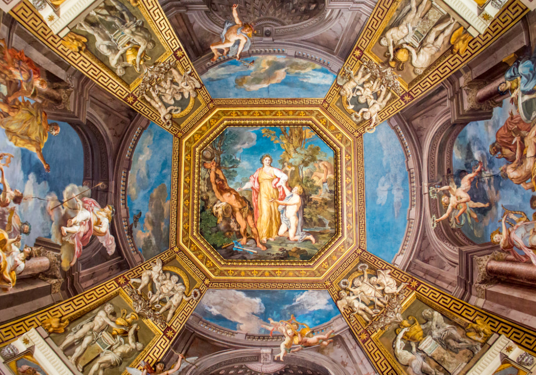Baroque Artistic Ceiling Wallpaper in your room — zoomed