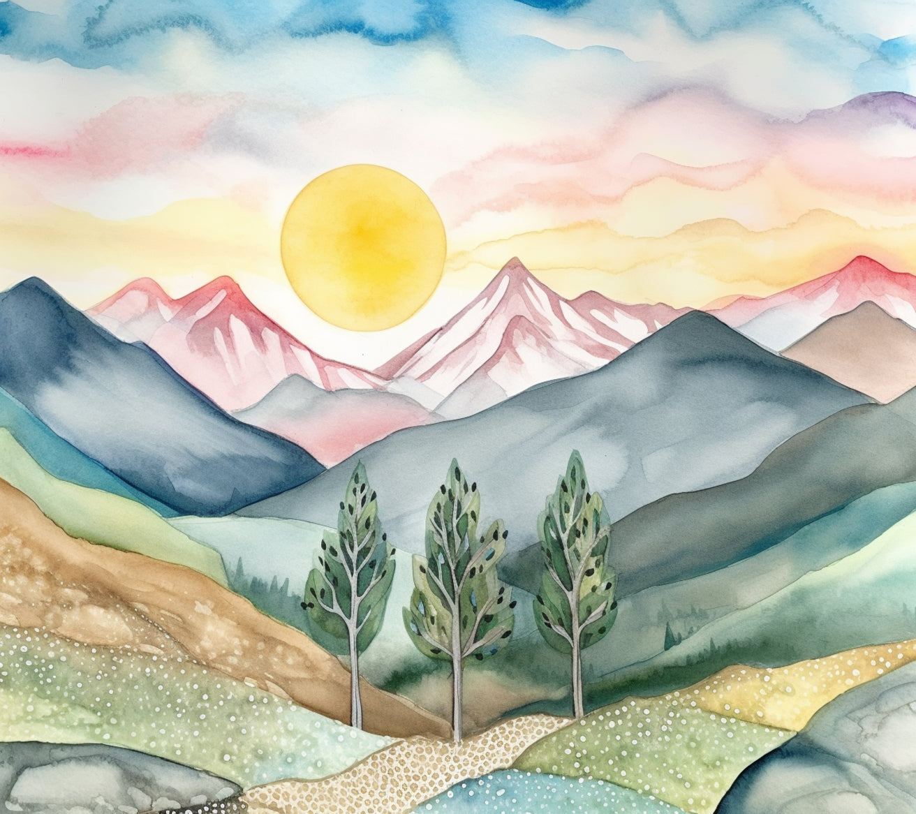 Playful Pastel Peaks Wallpaper