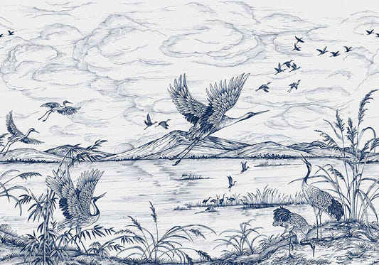 Flying Birds Lakeside Wall Mural