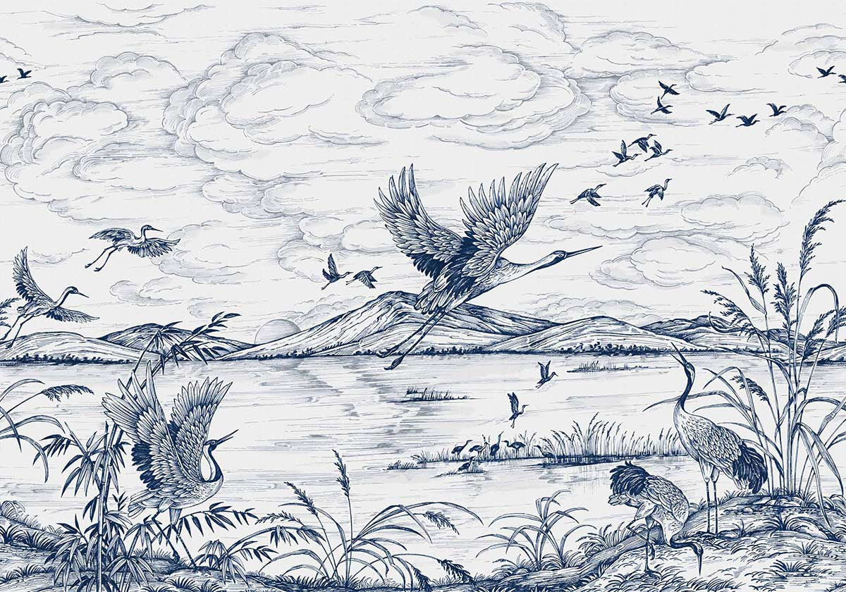 Flying Birds Lakeside Wall Mural