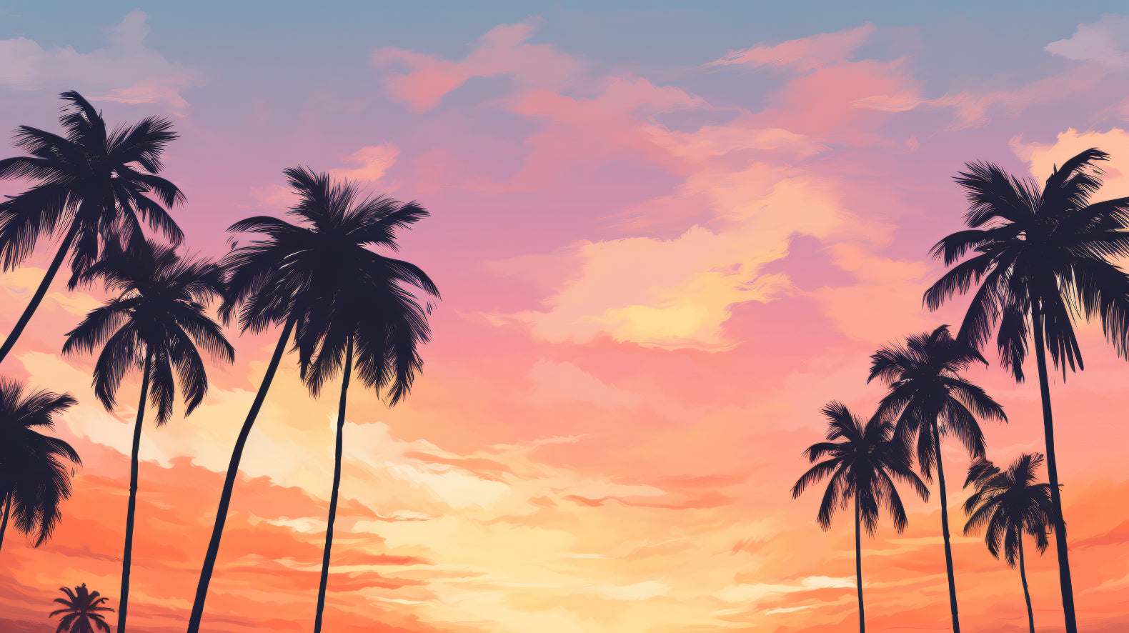 Tropical Sunset Palm Tree Wallpaper