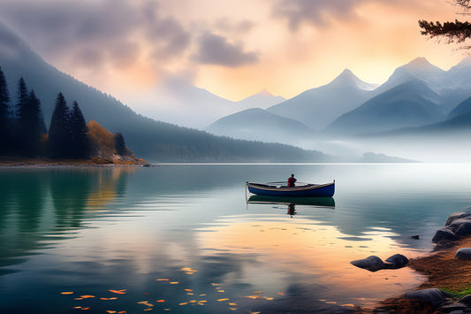 Emerald Lake Boat Reflection Wallpaper