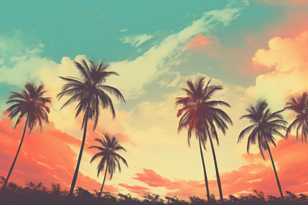 Vintage Tropical Sunset Wallpaper in your room