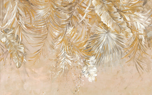 Golden Palm Leaves Wallpaper Mural
