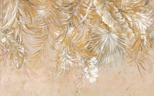 Golden Palm Leaves Wallpaper Mural