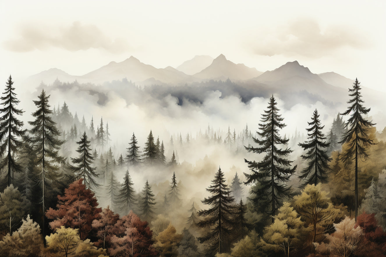 Misty Autumn Forest Wallpaper