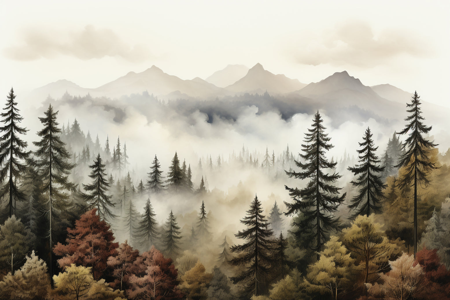 Misty Autumn Forest Wallpaper