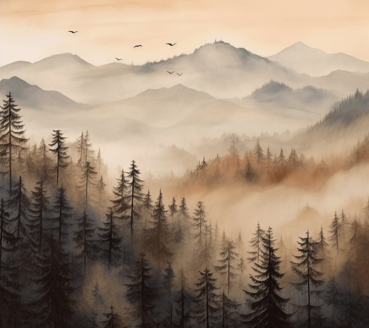 Misty Mountain Forest Wallpaper