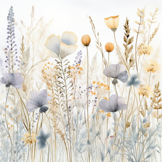 Watercolor Wildflower Field Wallpaper