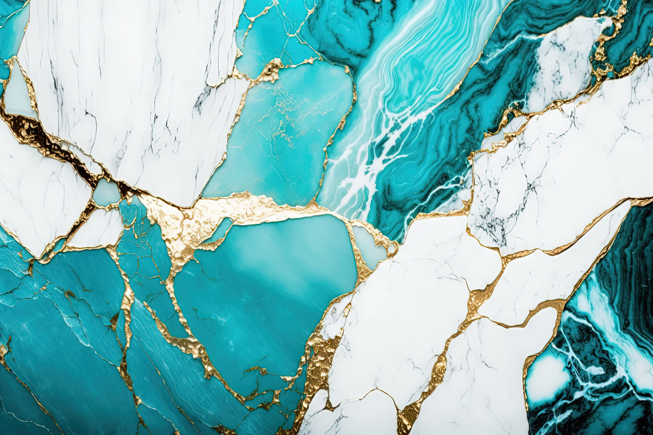 Turquoise Gold Marble Wallpaper