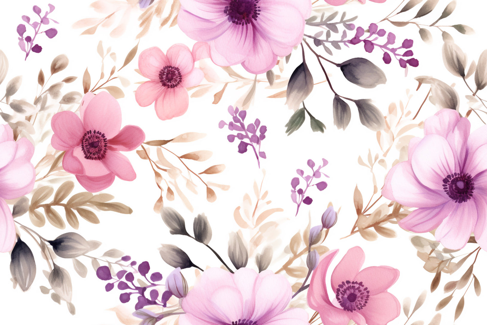 Watercolor Floral Pattern Wallpaper