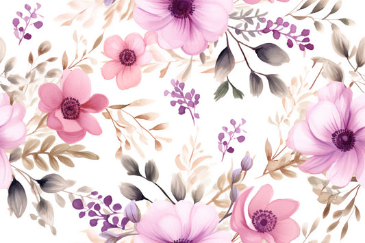 Watercolor Floral Pattern Wallpaper