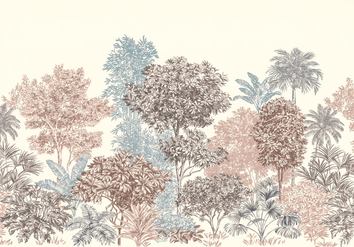 Golden Palm Forest Wallpaper Mural in your room — zoomed