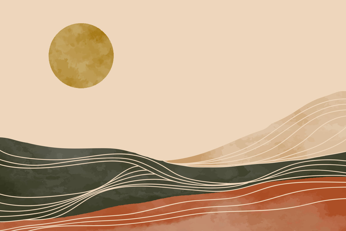 Boho Abstract Sunrise Wallpaper in your room — zoomed