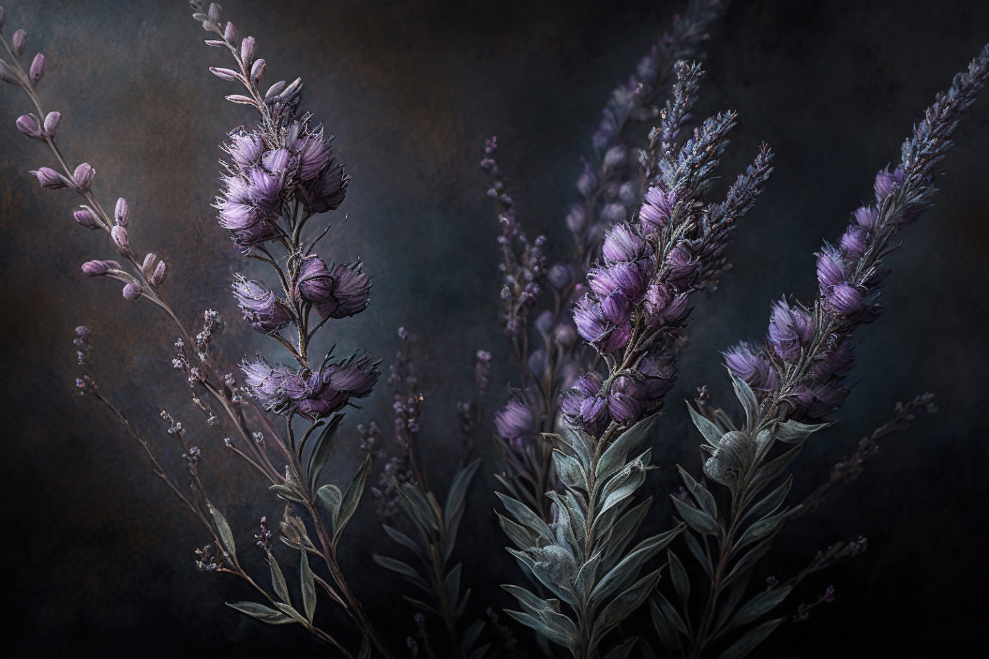 Moody Lavender Floral Wallpaper