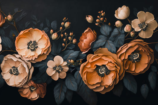 Vintage Peony Floral Wallpaper