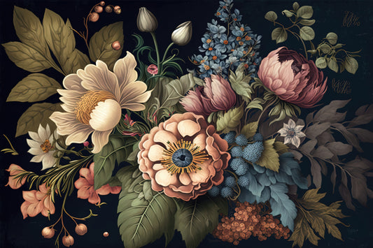 Dark Vintage Floral Wallpaper