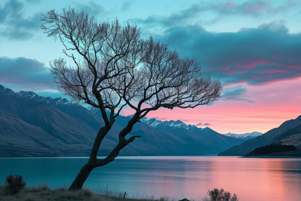 Sunset Lake Tree Wallpaper in your room