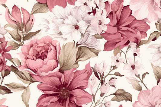 Vintage Pink Floral Wallpaper