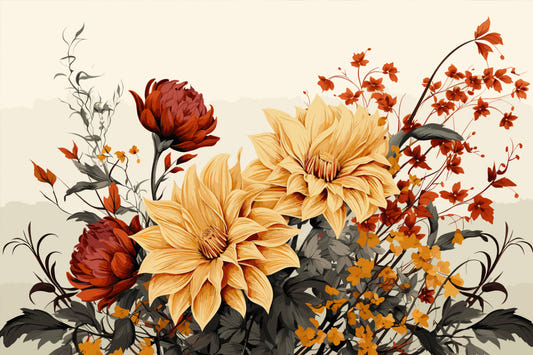 Vintage Dahlia Floral Wall Art