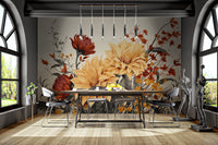 Rustic floral wall decor with vintage flower patterns
