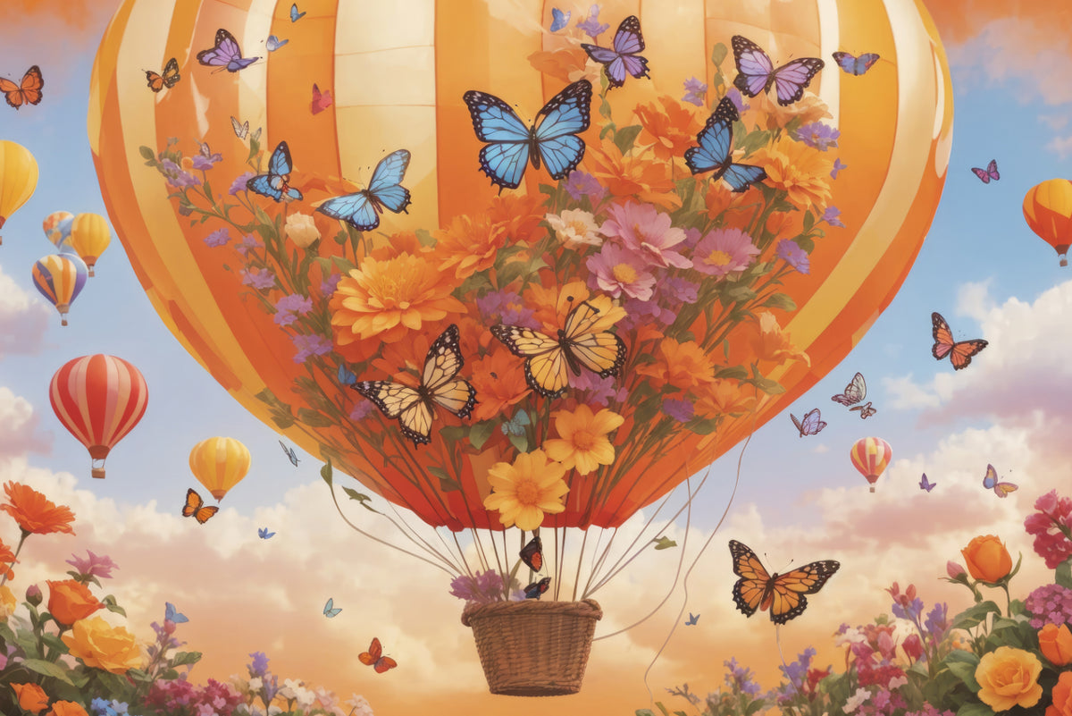 Floral Hot Air Balloon Wallpaper Mural in your room