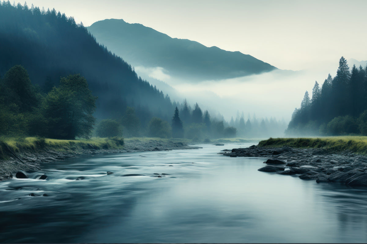 Misty Mountain River Wallpaper in your room