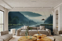 Cool-toned nature wallpaper with soft mist
