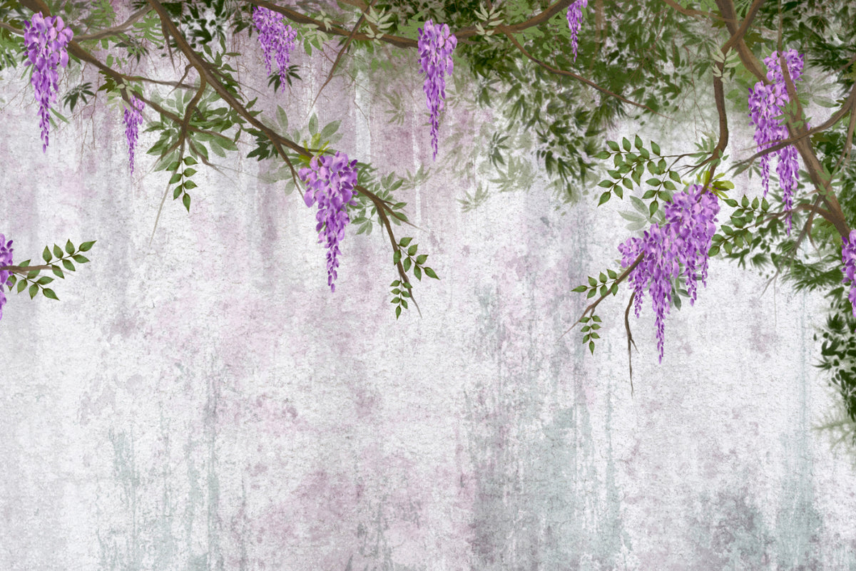 Elegant Wisteria Flower Wallpaper in your room — zoomed