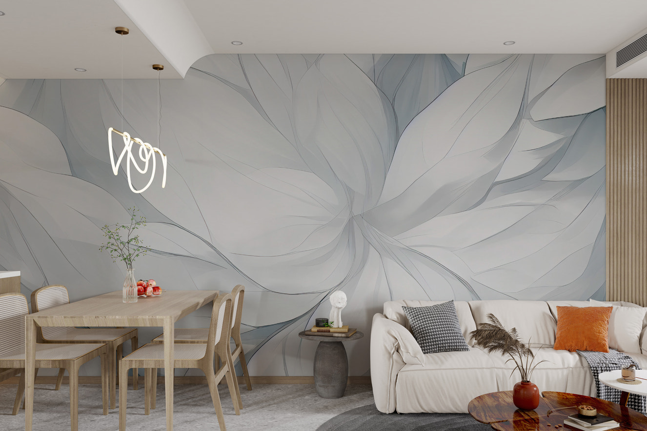 Elegant white petal wallpaper with soft floral design