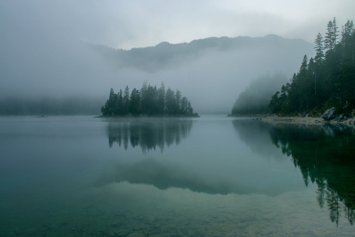 Misty Mountain Lake Wallpaper in your room