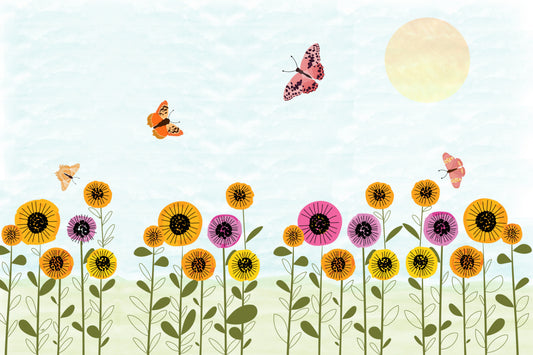 Whimsical Butterfly Floral Wallpaper