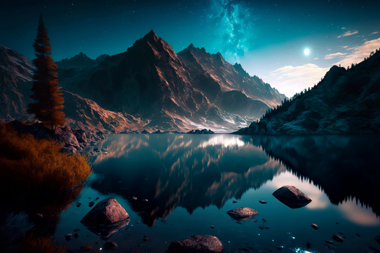 Galaxy View Mountain Wallpaper