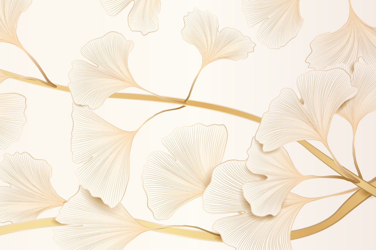 Golden Ginkgo Leaf Wallpaper in your room — zoomed