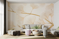 Minimalist nature wallpaper with soft gold accents
