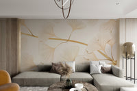 Modern ginkgo tree leaves wallpaper for interiors
