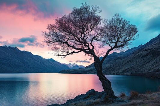 Twisted Tree Sunset Landscape