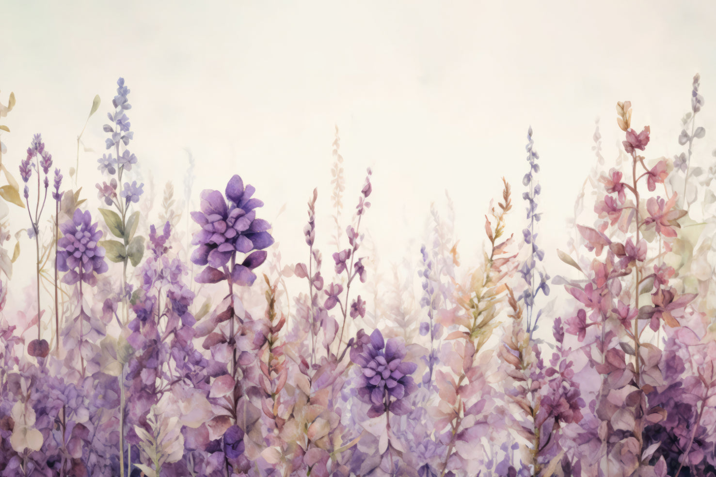 Lavender Watercolor Floral Wallpaper