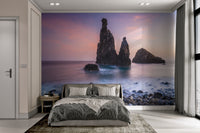 Dramatic seascape wallpaper with misty water effect

